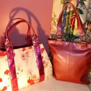 2 BEAUTIFUL PINK FLORAL TOTE BAGS OF BEAUTY